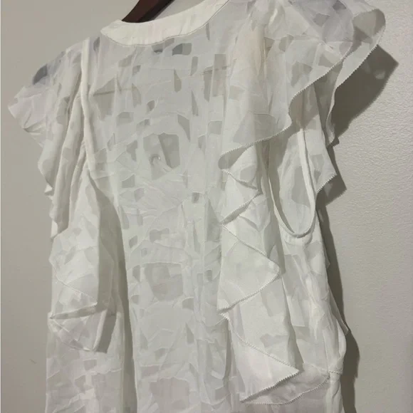 IRO Gilka Burnout Lace-Up Top REVOLVE Size 36/2 Small White Flutter Sleeve - Picture 6 of 10
